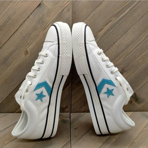 Converse Star Player 76 White Ocean Drip Blue‎ Casual Sneakers Womens Size 9.5 - Picture 6 of 9